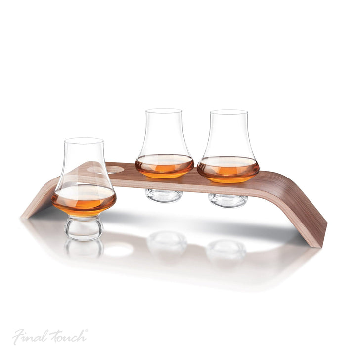 Mood_Company Whiskyglas Flight Tasting set - 3 glazen met houten whiskyglashouder - Final Touch