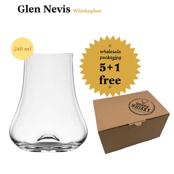 Mood_Company Whiskyglas Glen Nevis ★★★★★ - 240 ml - 5+1 gratis - Groothandelsverpakking - Mood4Whisky