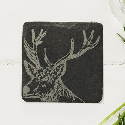 Onderzetters Edelhert - Gegraveerd - Leisteen - Just Slate Company Scotland by MoodCompanyNL