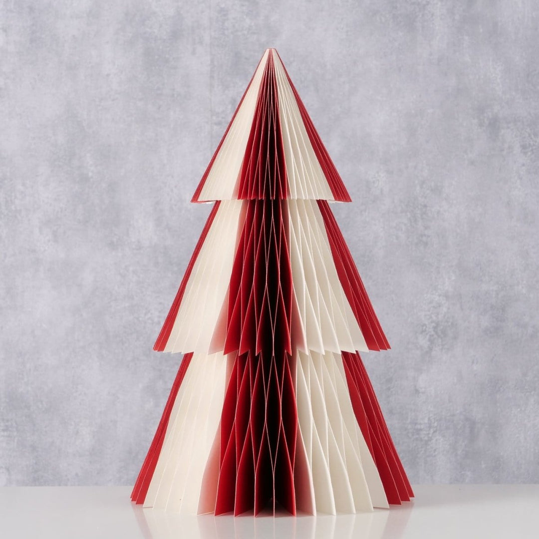 MoodCompanyNL - Papieren kerstboom - wit - rood - 37 cm hoog - Boltze - 4066076446650
