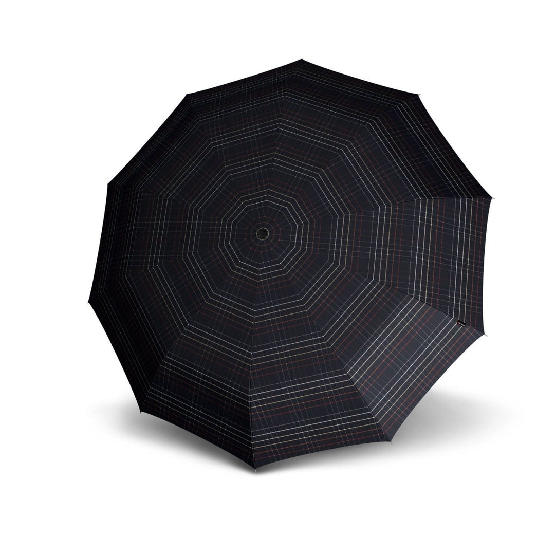 MoodCompanyNL - Paraplu Knirps Geruit Zwart met houten handvat - T771 - Dsn 111 cm - Lengte 90 cm - Knirps - 9003034286137