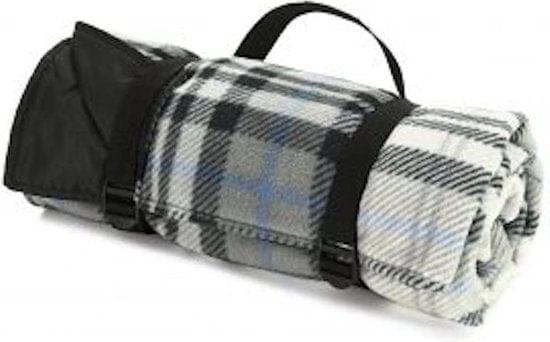 Picknickkleed Grijs Blauw Geruit - Fleece - Waterdicht - 145x145cm - Tweedmill by MoodCompanyNL