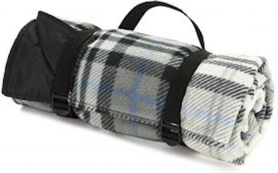 MoodCompanyNL - Picknickkleed Grijs Blauw Geruit - Fleece - Waterdicht - 145x145cm - Tweedmill - 5060067703288