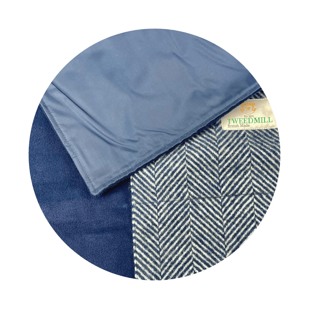 Picknickkleed Leisure Visgraat Blauw - Fleece - Waterdicht - 137x137cm - Tweedmill by MoodCompanyNL