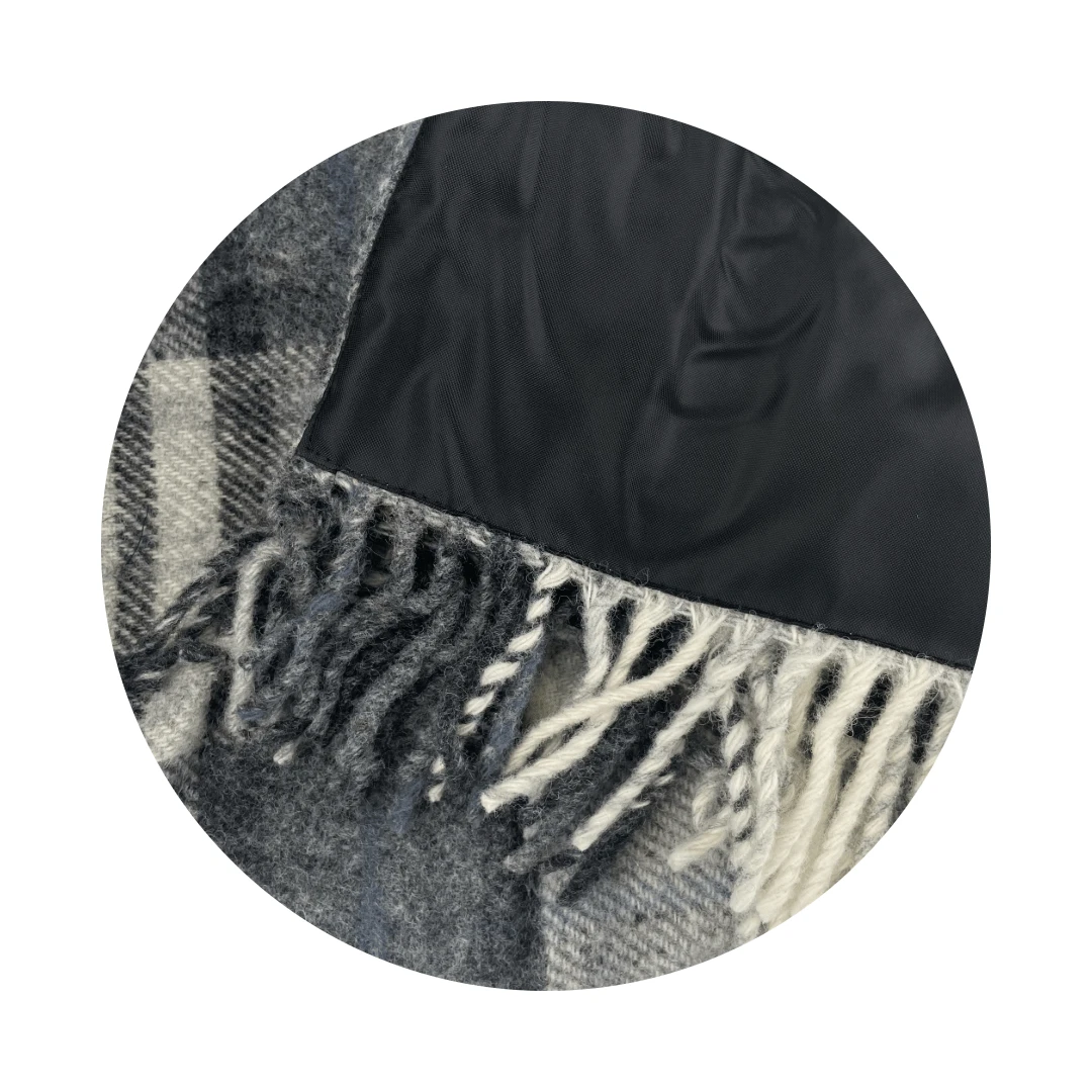 Picknickkleed Polo Cottage Grijs Zwart - Wol - Leren Draagset - Waterdicht - 145x183cm - Tweedmill by MoodCompanyNL