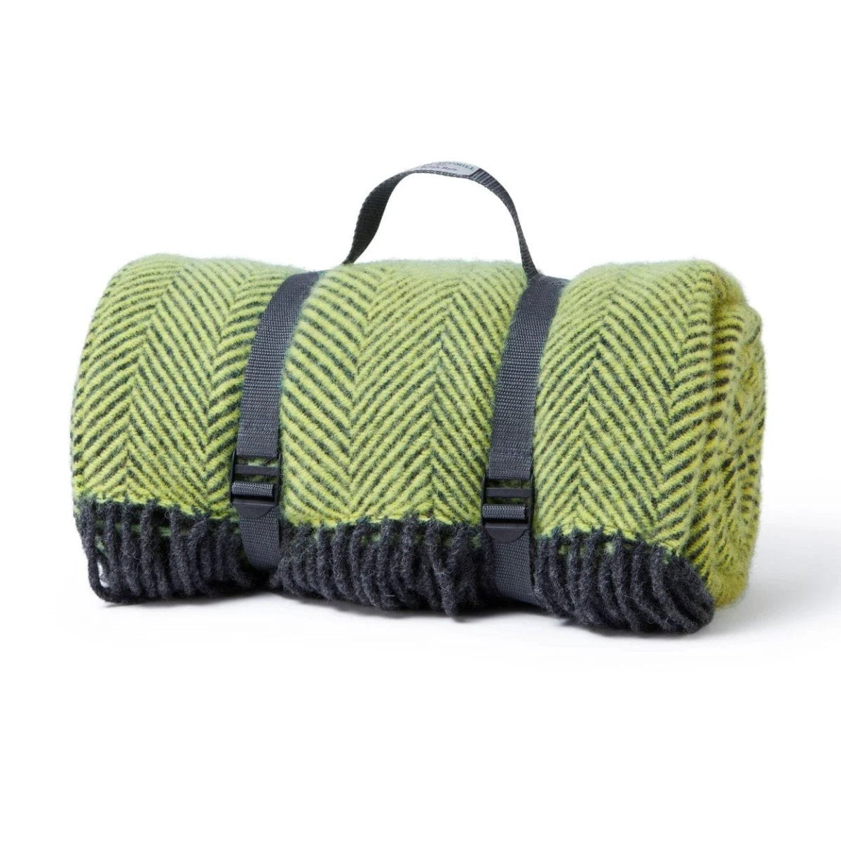 Picknickkleed Polo Visgraat Heldergroen met Donkergrijs - Wol - Waterdicht - 145x183cm - Tweedmill by MoodCompanyNL