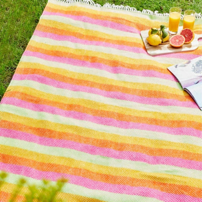 Picknickkleed Polo Visgraat Vrolijk Gestreept - Wol - Waterdicht - 145x183cm - Tweedmill by MoodCompanyNL