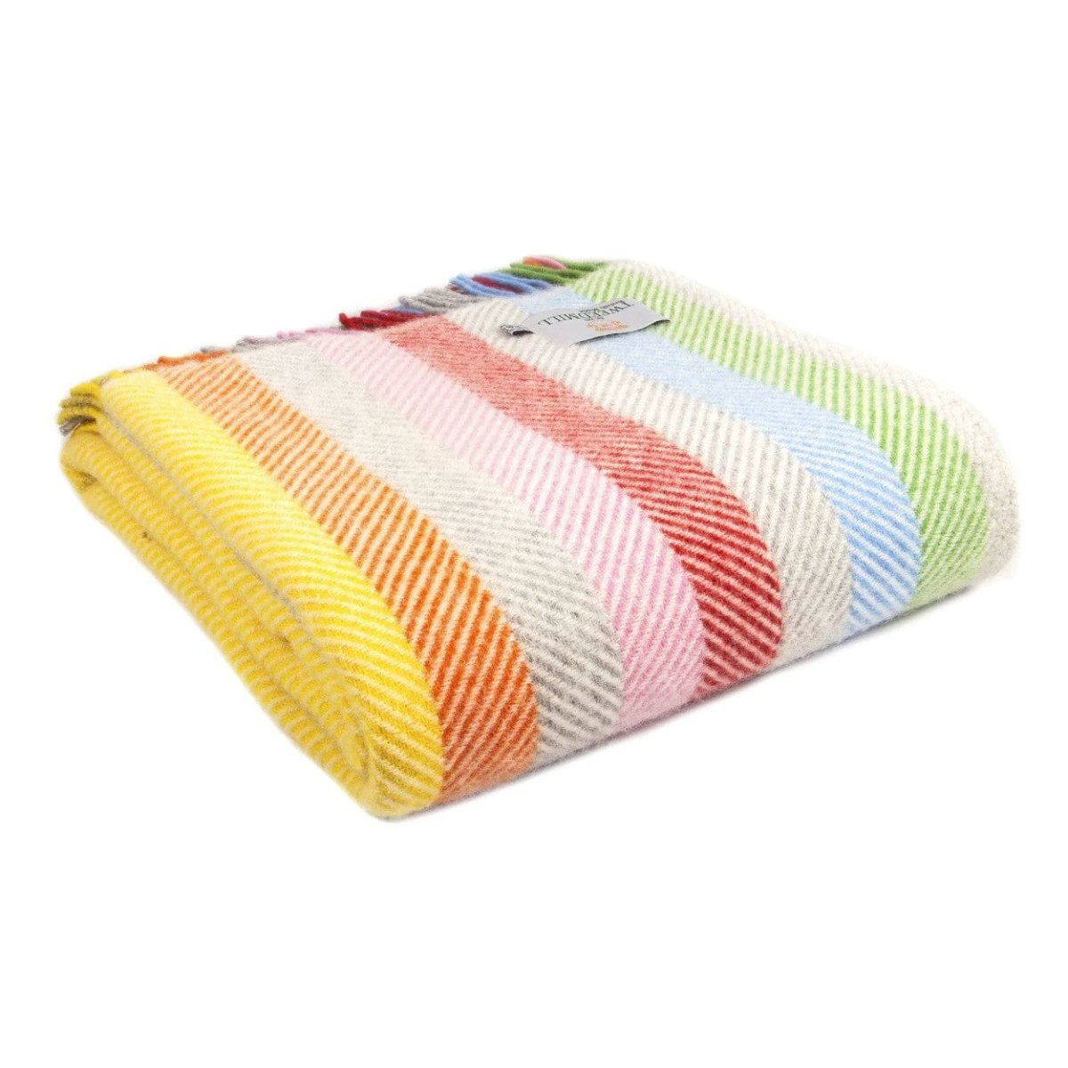 Plaid Gestreept Regenboog - 150x183 - Nieuw Wol - Tweedmill UK by MoodCompanyNL