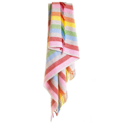Plaid Gestreept Regenboog - 150x183 - Nieuw Wol - Tweedmill UK by MoodCompanyNL