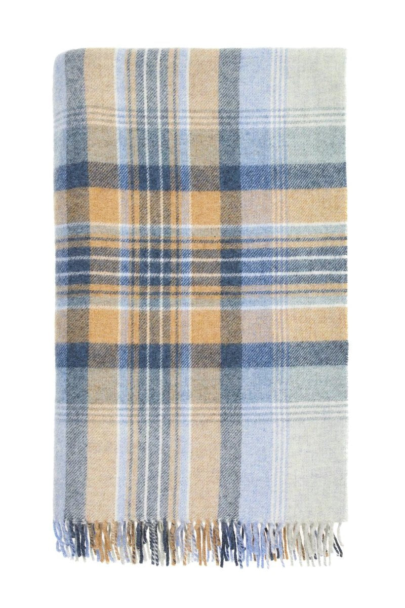 MoodCompanyNL - Plaid Kintyre Blauw - Shetland Lamswol - 140x185 - Bronte by Moon Scotland - 6151206788729