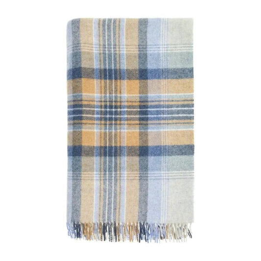 Mood Company - Plaid Kintyre Blauw - Shetland Lamswol - 140x185 - Bronte by Moon Scotland - 6151206788729