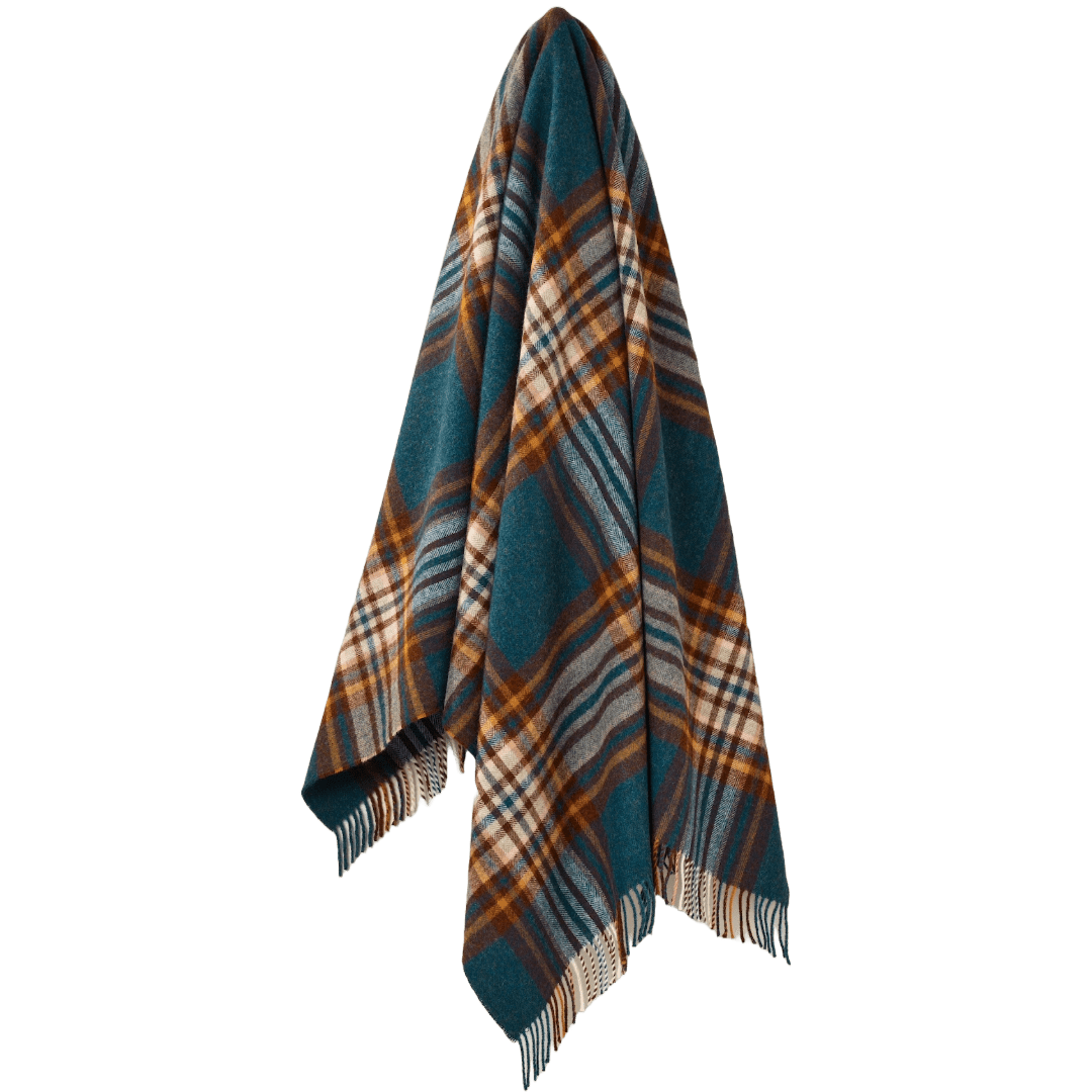 Plaid St. Ives Groen - Shetland Lamswol - 140x185 - Bronte by Moon Scotland by MoodCompanyNL