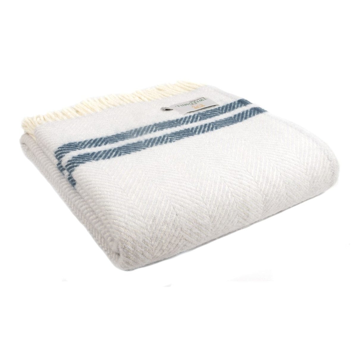 MoodCompanyNL - Plaid Visgraat 2 streep Lichtblauw en Blauw - 150x183 - Nieuw Wol - Tweedmill UK - 5060567827415