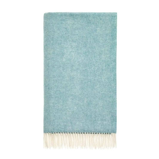 Mood Company - Plaid Visgraat Blauwgroen (Aqua) - Shetland Lamswol - 140x185 - Bronte by Moon Scotland - 5057900131568