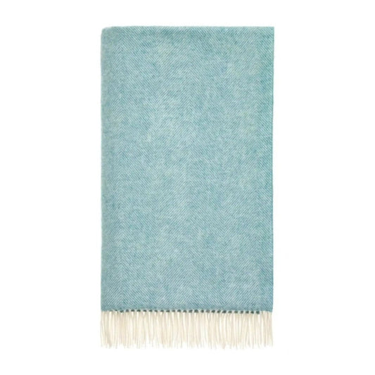 Mood Company - Plaid Visgraat Blauwgroen (Aqua) - Shetland Lamswol - 140x185 - Bronte by Moon Scotland - 5057900131568