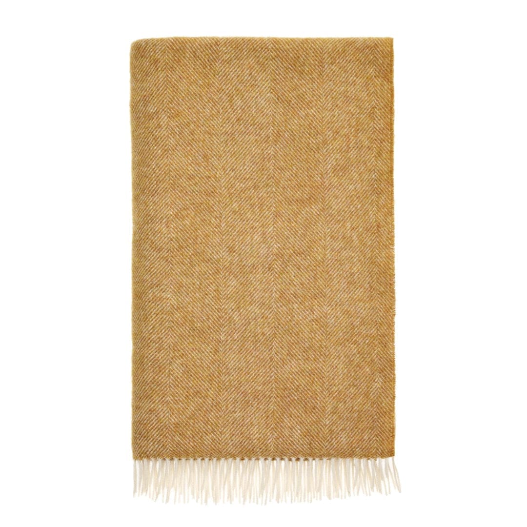 MoodCompanyNL - Plaid Visgraat Goud - Shetland Lamswol - 140x185 - Bronte by Moon Scotland - 5057900121491