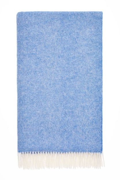 MoodCompanyNL - Plaid Visgraat Lichtblauw (Peacock) - Shetland Lamswol - 140x185 - Bronte by Moon Scotland - 6095633055057