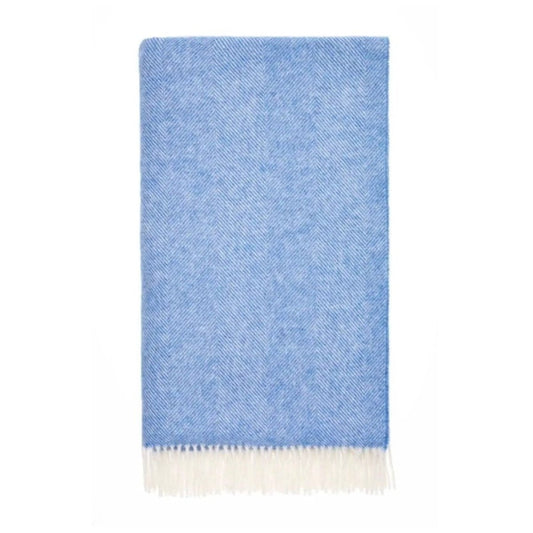 Mood Company - Plaid Visgraat Lichtblauw (Peacock) - Shetland Lamswol - 140x185 - Bronte by Moon Scotland - 6095633055057