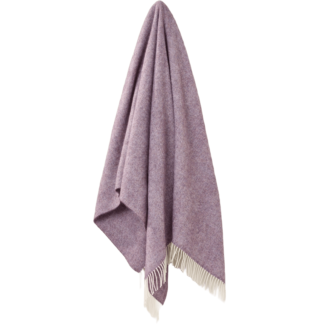 Plaid Visgraat Paars Lavendel - Shetland Lamswol - 140x185 - Bronte by Moon Scotland by MoodCompanyNL