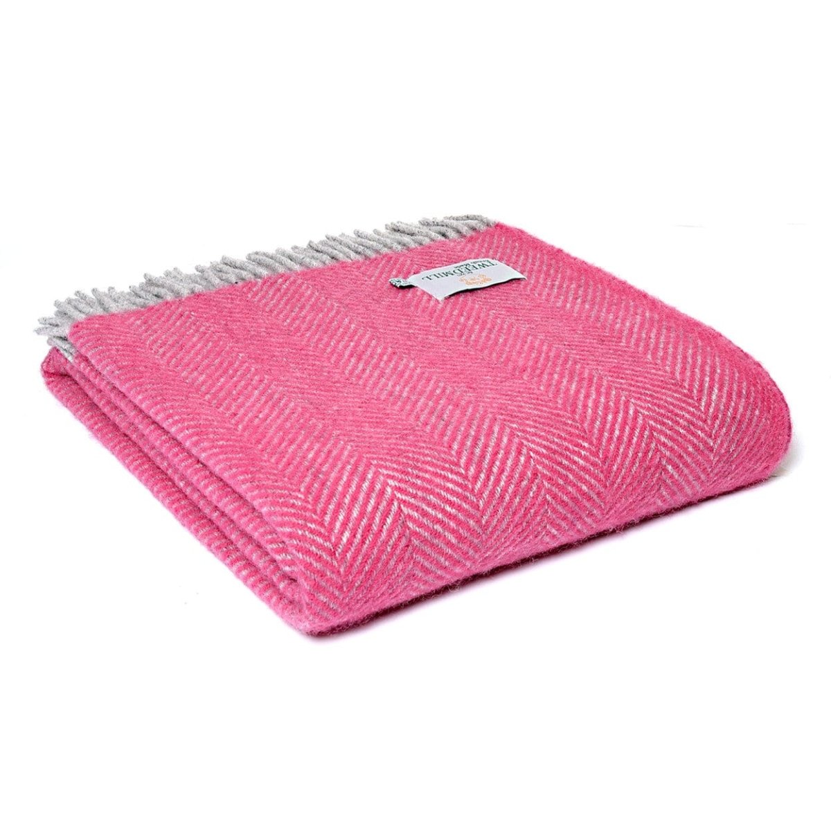 MoodCompanyNL - Plaid Visgraat Roze en Zilver - 150x183 - Nieuw Wol - Tweedmill UK - 5060674579306