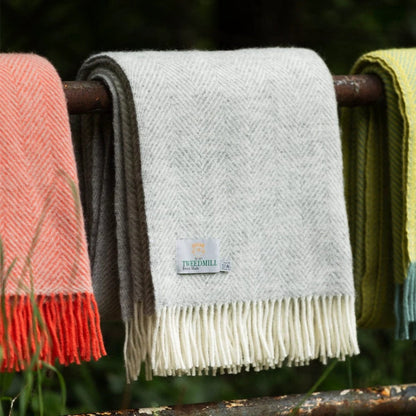 Plaid Visgraat Zilver Grijs - 150x183 - Nieuw Wol - Tweedmill UK by MoodCompanyNL