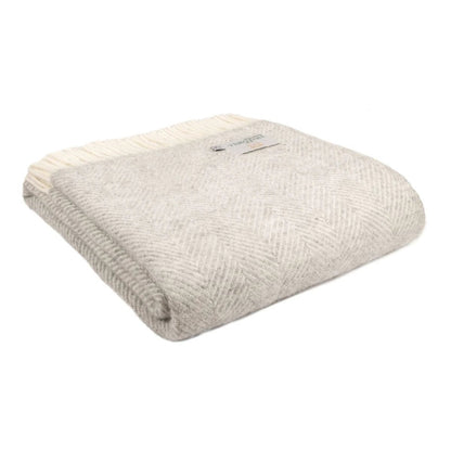 Plaid Visgraat Zilver Grijs - 150x183 - Nieuw Wol - Tweedmill UK by MoodCompanyNL