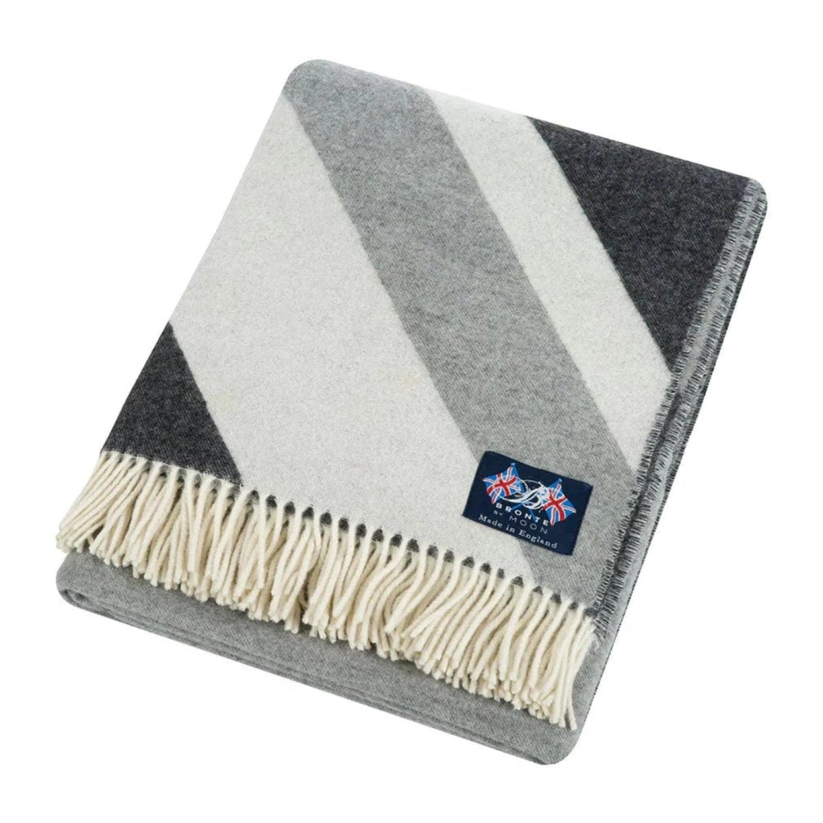 Mood Company - Plaid Vlag GB Union Jack Grijs - Merino Lamswol - 135x200 - Bronte by Moon Scotland - 6095651784731