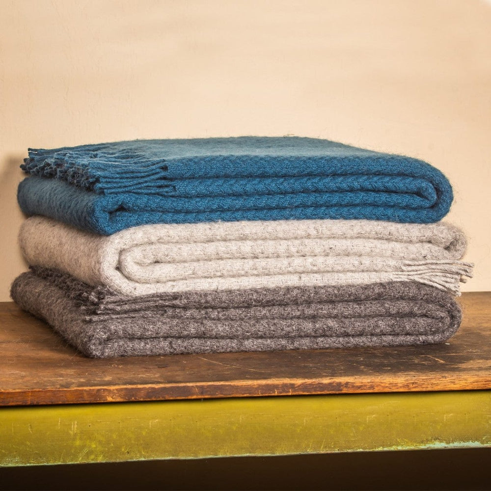 MoodCompanyNL - Plaid Wafer Zilver Grijs (Silver Grey) - 150x183 - Nieuw Wol - Tweedmill UK - 5060067702649