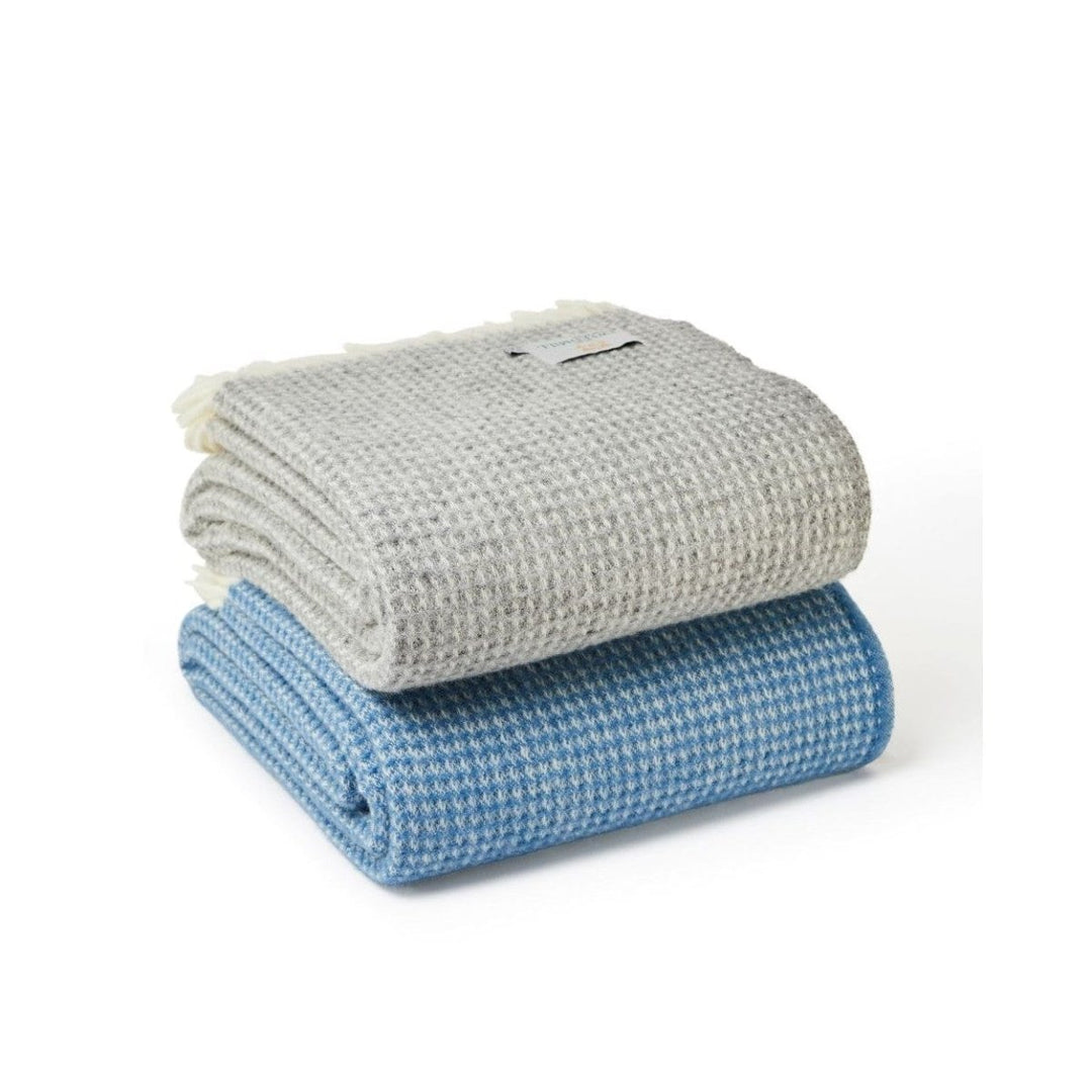 MoodCompanyNL - Plaid Waffle Blauw - 140x240 - Nieuw Wol - Tweedmill UK - 5785681590297