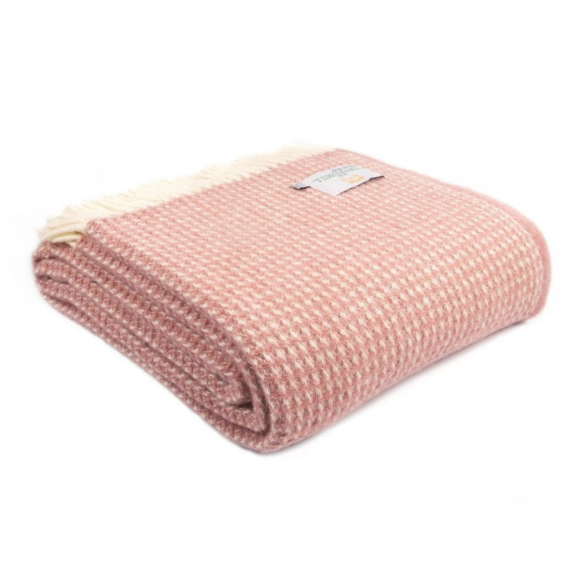 Plaid Waffle Oud Roze (Dusky Pink) - 140x240 - Nieuw Wol - Tweedmill UK by MoodCompanyNL