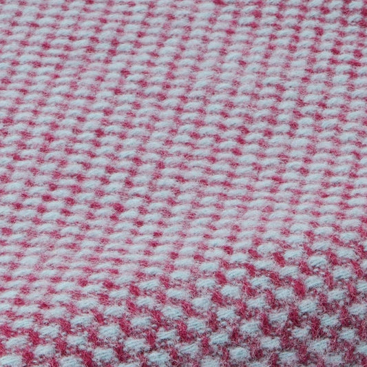 MoodCompanyNL - Plaid zonder franje Twill Roze met Oceaanblauw - 140x200 - Nieuw Wol - Tweedmill UK - 5060958302668