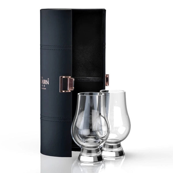 Reisset met 2 Whiskyglazen - Leren houder - Glencairn Crystal Scotland by MoodCompanyNL