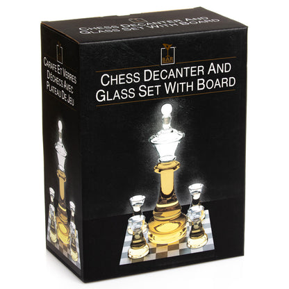 Schaak karaf set met koningin-karaf, 4 toren-shotglazen en schaakbord - Bar Originale by MoodCompanyNL