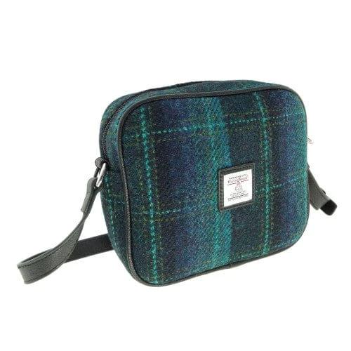 Schoudertas Almond Blauw met Turquoise - 19x21x7 - Harris Tweed - Glen Appin of Scotland by MoodCompanyNL
