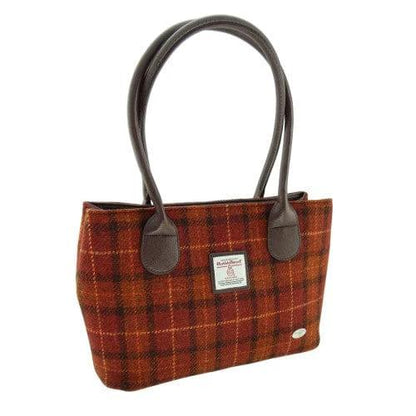 Schoudertas Cassley Bruin met Oranje - Klassiek - Harris Tweed - Glen Appin of Scotland by MoodCompanyNL