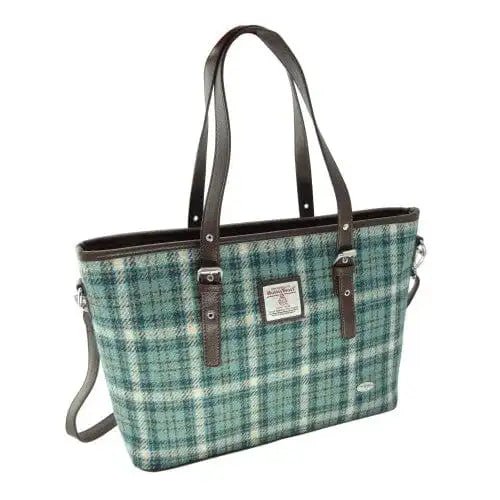 MoodCompanyNL - Schoudertas Spey Tote bag Lichtblauw en Creme (Duck Egg and Cream) - Groot - Ritssluiting - Harris Tweed - Glen Appin of Scotland - 5060959020066
