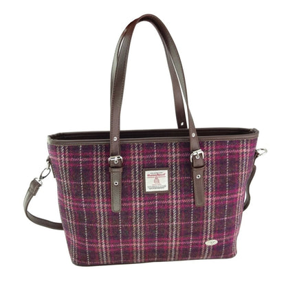 MoodCompanyNL - Schoudertas Spey Tote bag Paars Geruit (Purple Check) - Groot - Ritssluiting - Harris Tweed - Glen Appin of Scotland - 5060959023395