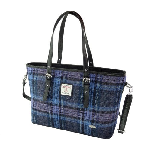 Mood Company - Schoudertas Spey Tote bag Stewart blauw en paars - Groot - Ritssluiting - Harris Tweed - Glen Appin of Scotland - 5061035011480
