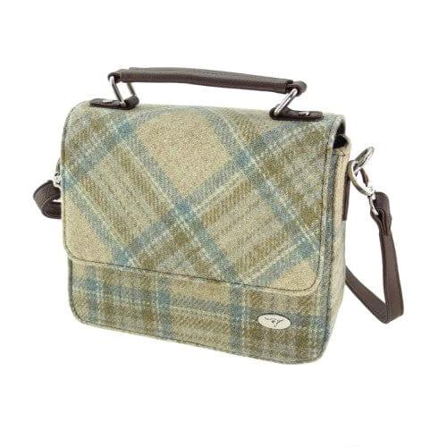 Schoudertas Thurso Beige Stewart en zacht Groen - 23x24x9 - Harris Tweed - Glen Appin of Scotland by MoodCompanyNL