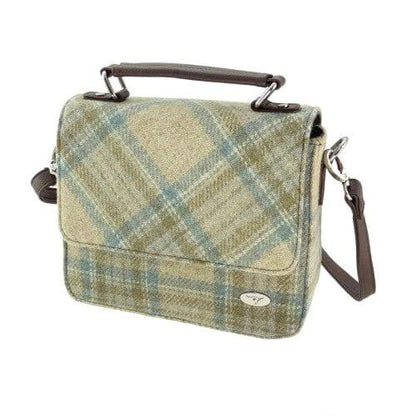 Schoudertas Thurso Beige Stewart en zacht Groen - 23x24x9 - Harris Tweed - Glen Appin of Scotland by MoodCompanyNL
