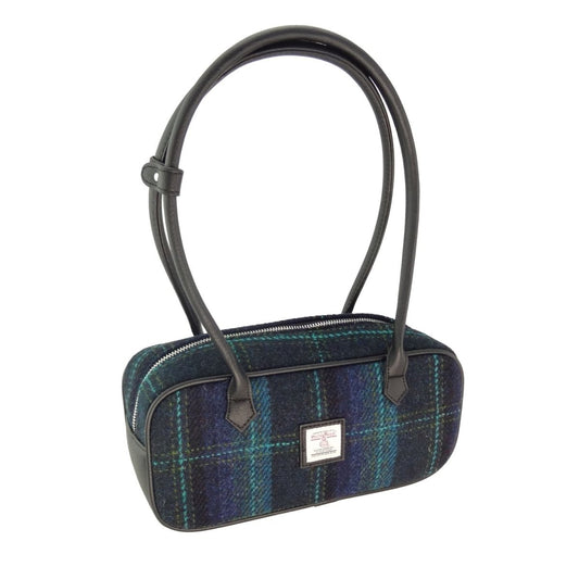 Mood Company - Schoudertas Tora Blauw met Turquoise - 28x12x9 - Harris Tweed - Glen Appin of Scotland - 5061035016386