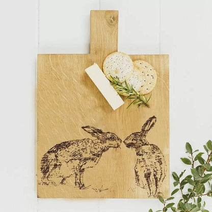 MoodCompanyNL - Serveerplank Kussende Hazen Medium - 35x25 - Schots Eikenhout - Scottish Made - 5060718718128