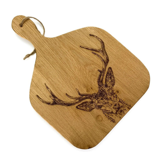 Serveerplank Peddel Edelhert Medium - 35x25 - Schots Eikenhout - Scottish Made by MoodCompanyNL