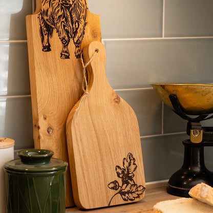 Mood Company - Serveerplank Peddel Herfsteikels Small - 30x15 - Eikenhout - Scottish Made - 5061097540621