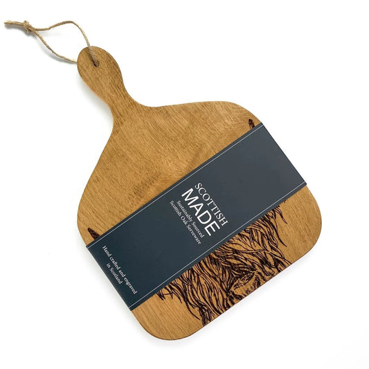 Serveerplank Peddel Schotse Hooglander Medium - 35x25 - Schots Eikenhout - Scottish Made by MoodCompanyNL