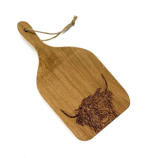 Serveerplank Peddel Schotse Hooglander Small - 30x15 - Schots Eikenhout - Scottish Made by MoodCompanyNL