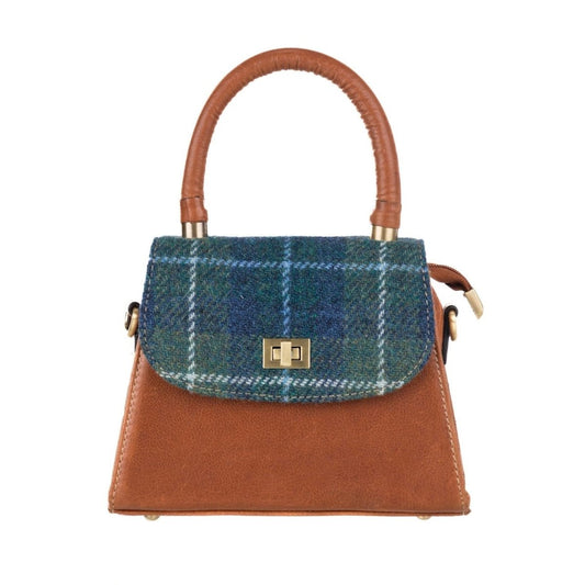 MoodCompanyNL - Small Blauwe Satchel Tas van Leer & Harris Tweed | Das Impex - 5056703019608