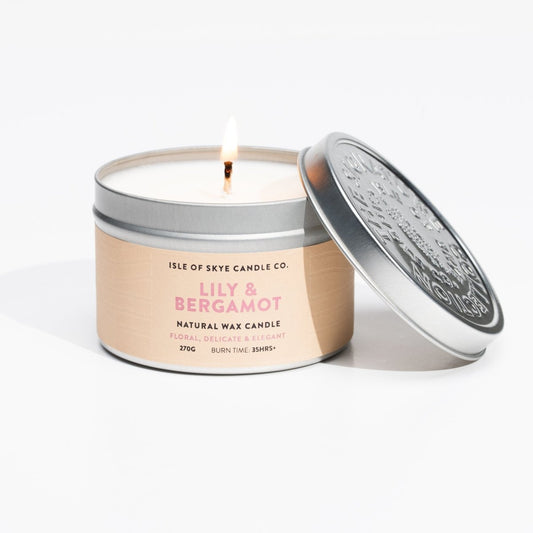 Mood Company - Sojawaskaars Lily & Bergamot - Travel Container - Handgemaakt - 30 uur - Isle of Skye Candle Company - 5060346380476
