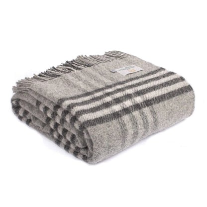Sprei Grote Schotse Ruit Grijs - 140x240 - Nieuw Wol - Tweedmill UK by MoodCompanyNL