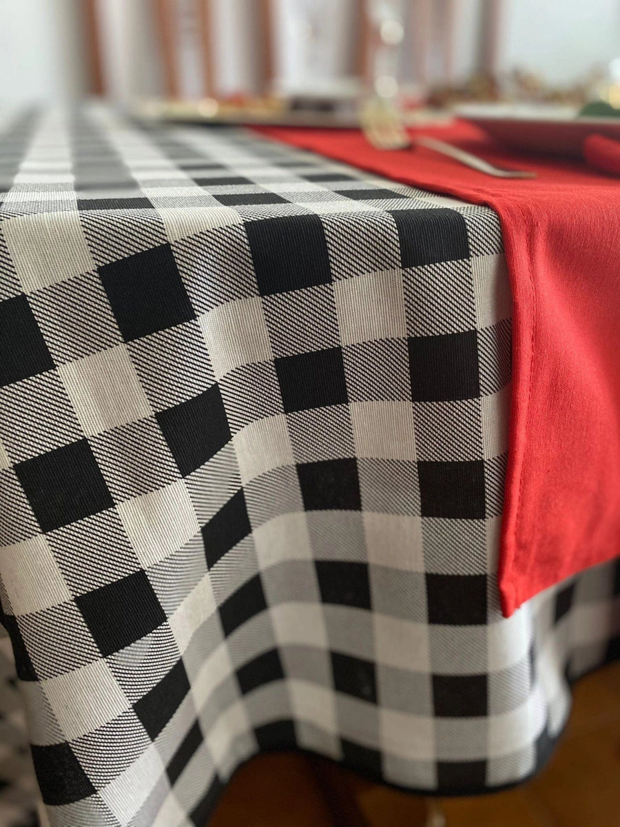 MoodCompanyNL - Tafelkleed Zwart Wit geblokt Large - 140x220 - Katoen - Mood Company - 6095645190104